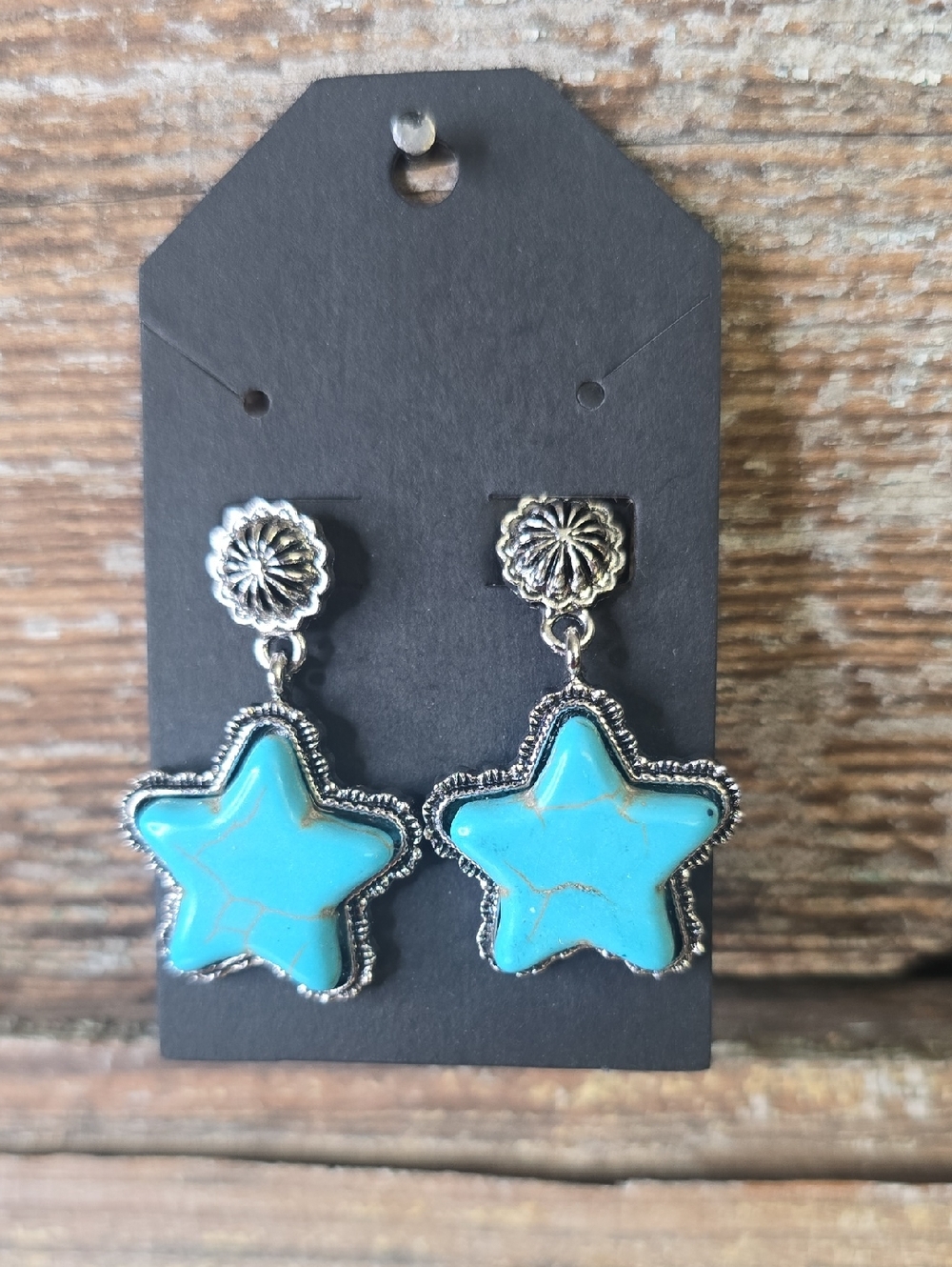 Turquoise Star Drop Earrings, NEW